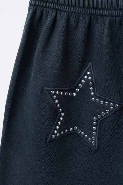 Брюки с эффектом стирки и звёздами на широких штанинах, ANTHRACITE GREY, 68 % хлопка — фото 5