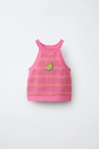 Топ LEMON CROCHET KNIT, Розовый — фото 2