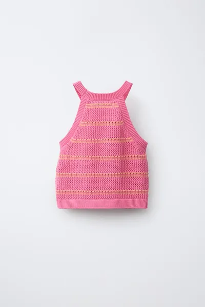 Топ LEMON CROCHET KNIT, Розовый — фото 3