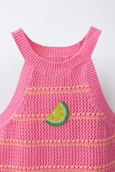 Топ LEMON CROCHET KNIT, Розовый — фото 4