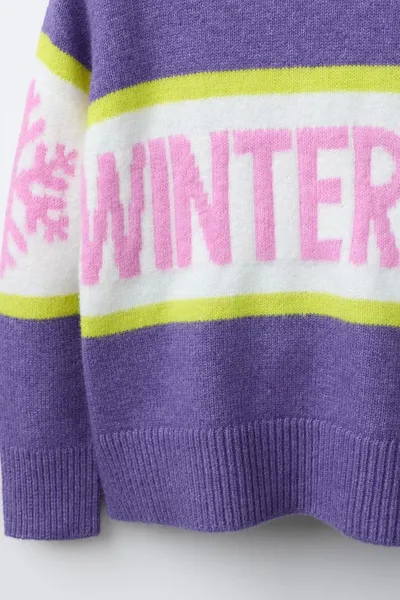 Вязаный джемпер с текстом SKI COLLECTION, Фиолетовый — фото 4