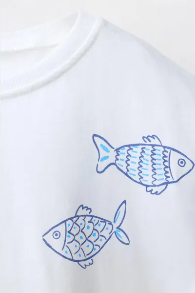 Набор: футболка FISH PRINT и велосипедные леггинсы, BLUE/WHITE — фото 3