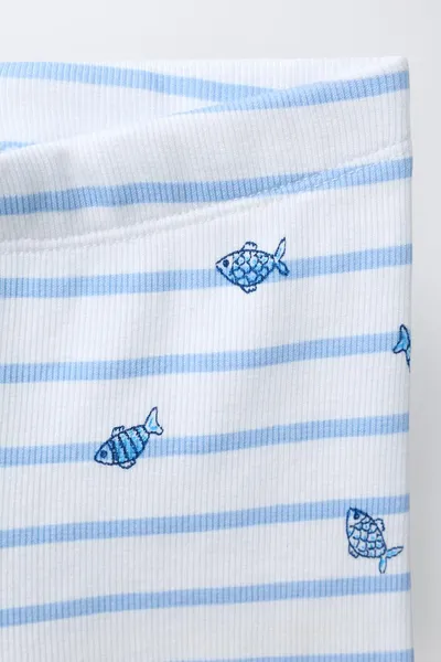 Набор: футболка FISH PRINT и велосипедные леггинсы, BLUE/WHITE — фото 4