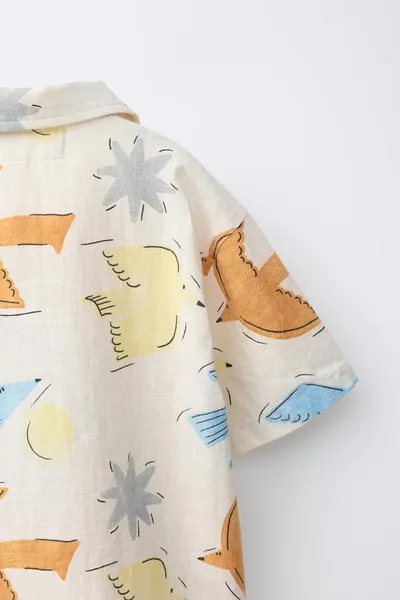 BIRD PRINT Рубашка, Светлая — фото 4