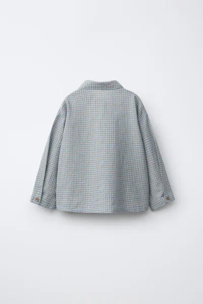 Рубашка GINGHAM PRINT из хлопка и льна, Синий, 55 % лён, 45 % хлопок — фото 3