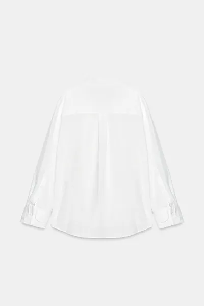 Рубашка ZW COLLECTION из 100% льна с застёжкой «лягушка», Белый, 100% лён — фото 6