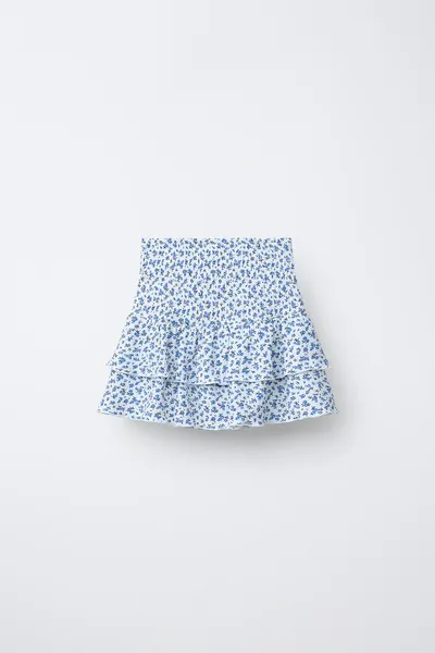 Юбка-шорты FLORAL BERMUDA, WHITE / NAVY — фото 2