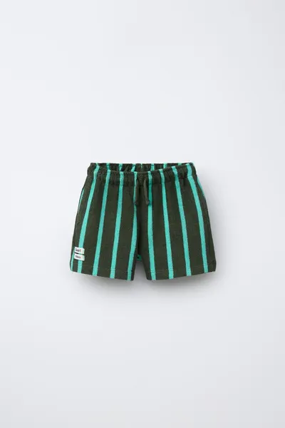 TERRY BERMUDA SHORTS, Зелёный, махровая ткань — фото 2