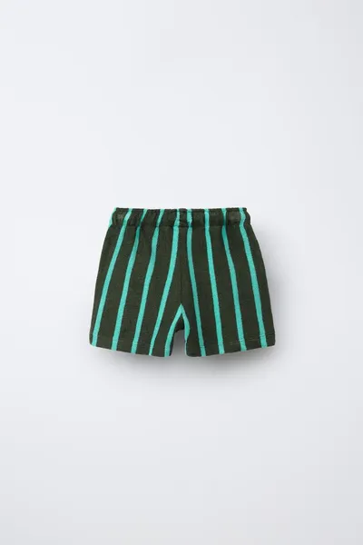 TERRY BERMUDA SHORTS, Зелёный, махровая ткань — фото 3
