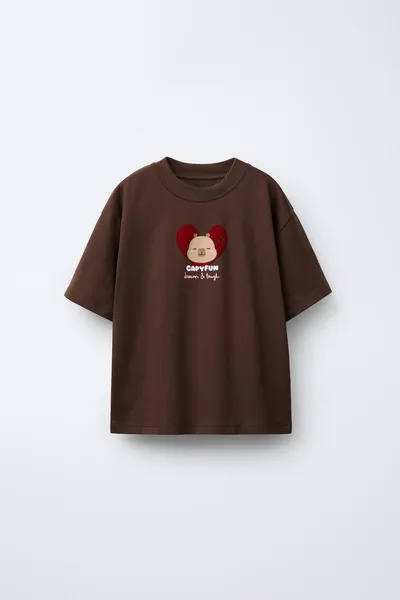 Футболка CAPYBARA CAPYFUN © с флокированием, Коричневый — фото 2