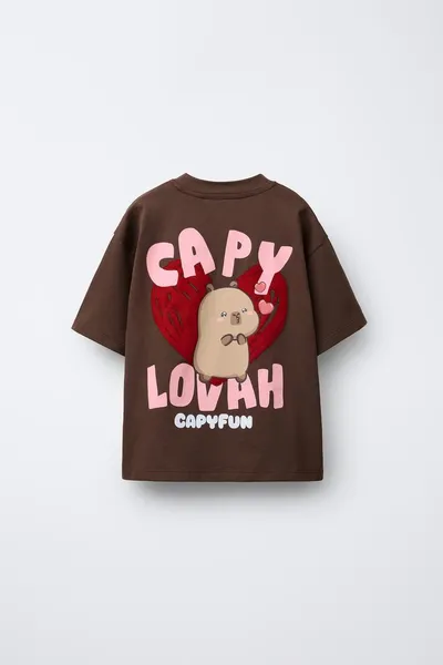 Футболка CAPYBARA CAPYFUN © с флокированием, Коричневый — фото 3