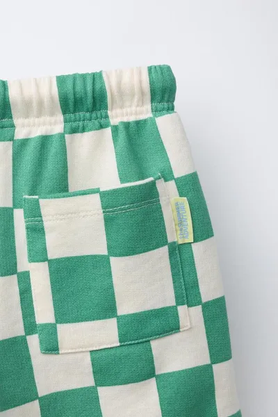 Шорты Bermuda CHECKERBOARD, ECRU / GREEN — фото 4