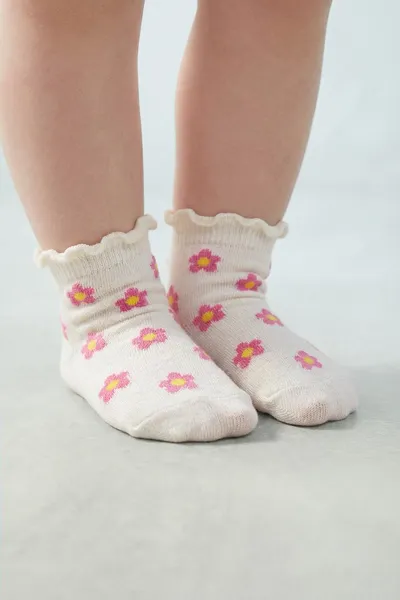 Набор из 2 пар цветочных носков до щиколотки, PINK / WHITE — фото 6