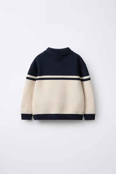 Поло рубашка VARISITY PATCH KNIT, Тёмно-синий — фото 2