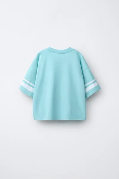 Рубашка NUMBER AND STRIPE PRINT футболка, Бирюзовый — фото 2