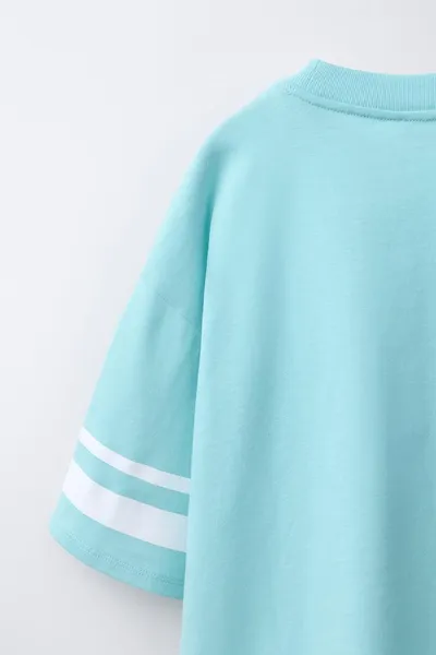 Рубашка NUMBER AND STRIPE PRINT футболка, Бирюзовый — фото 4