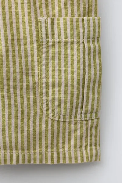 Бермудные шорты COTTON LINEN, ECRU / GREEN — фото 7