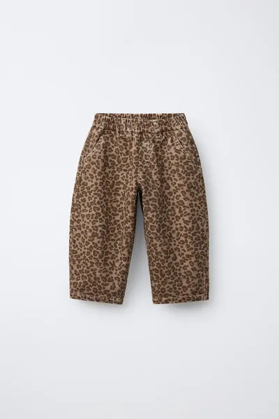 Брюки ANIMAL PRINT BAGGY TROUSERS, Коричневый — фото 3
