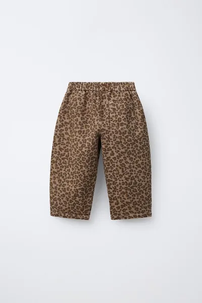 Брюки ANIMAL PRINT BAGGY TROUSERS, Коричневый — фото 4