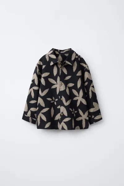 LEAF PRINT Рубашка, BLACK / ECRU — фото 2