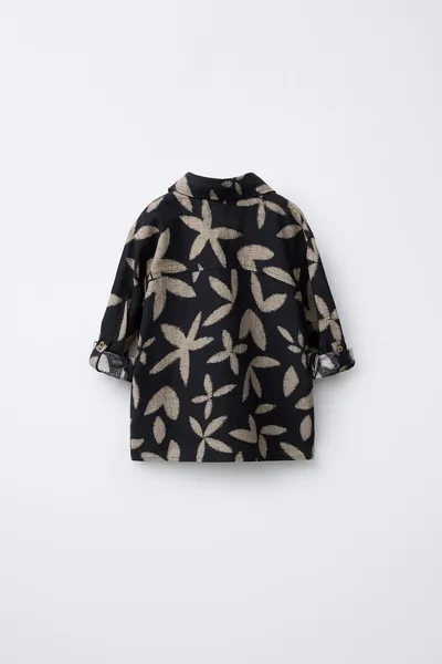 LEAF PRINT Рубашка, BLACK / ECRU — фото 3