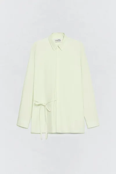 Рубашка с бантом POPLIN BOW SHIRT, Светло-зелёная — фото 4