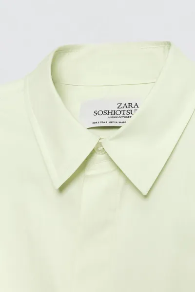 Рубашка с бантом POPLIN BOW SHIRT, Светло-зелёная — фото 6