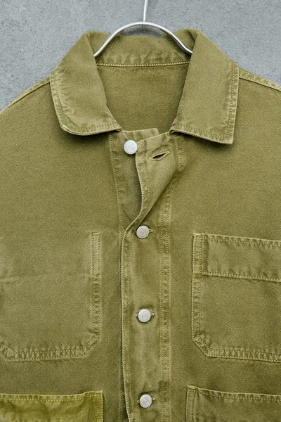 STORIESZ — рубашка из канваса с окраской garment dye, Зелёный — фото 4