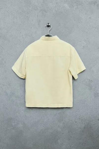 STORIESZ — рубашка из льна и хлопка с окраской garment dye, Жёлтый, 55 % лён, 45 % хлопок — фото 2