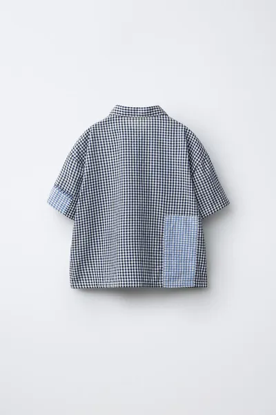 Рубашка PATCHWORK GINGHAM PRINT, Синий — фото 2