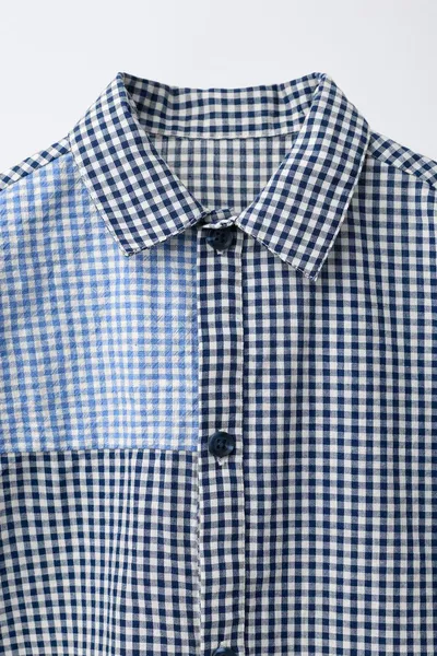 Рубашка PATCHWORK GINGHAM PRINT, Синий — фото 3