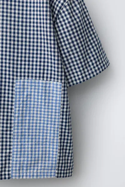 Рубашка PATCHWORK GINGHAM PRINT, Синий — фото 4