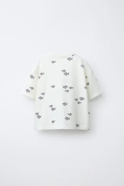 Футболка FISH PRINT, Экрю — фото 2