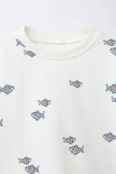 Футболка FISH PRINT, Экрю — фото 3