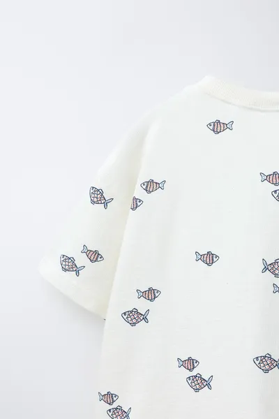 Футболка FISH PRINT, Экрю — фото 4