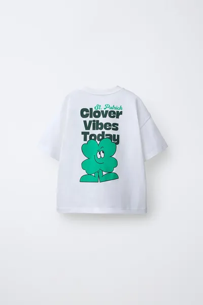 SLOGAN AND CLOVER PRINT футболка, Белый — фото 2