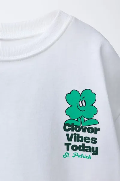 SLOGAN AND CLOVER PRINT футболка, Белый — фото 3