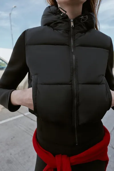 Куртка CONTRAST PUFFER JACKET, Чёрный — фото 3