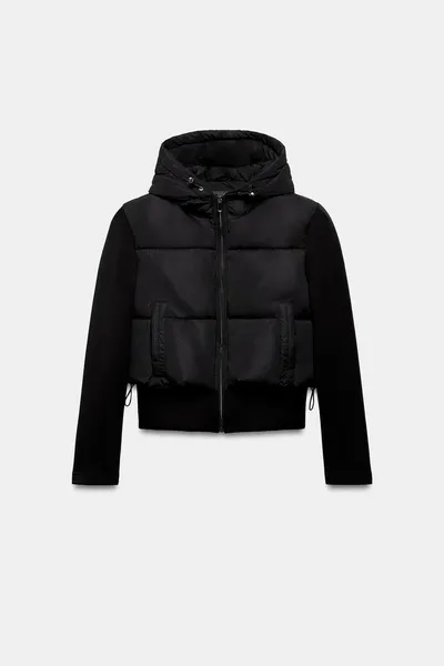 Куртка CONTRAST PUFFER JACKET, Чёрный — фото 6