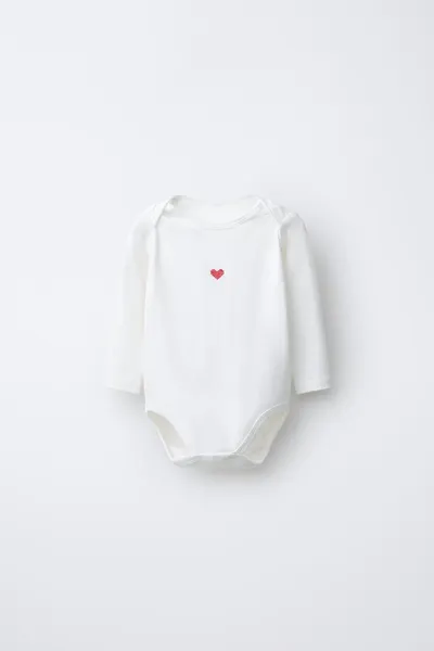 Набор из 3 боди HEART PRINT, Экрю — фото 2