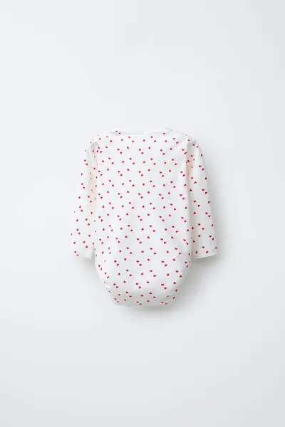 Набор из 3 боди HEART PRINT, Экрю — фото 3