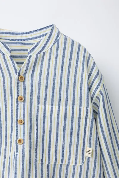 Рубашка из льна и хлопка LINEN AND COTTON, Полоски, 52 % лён, 48 % хлопок — фото 3