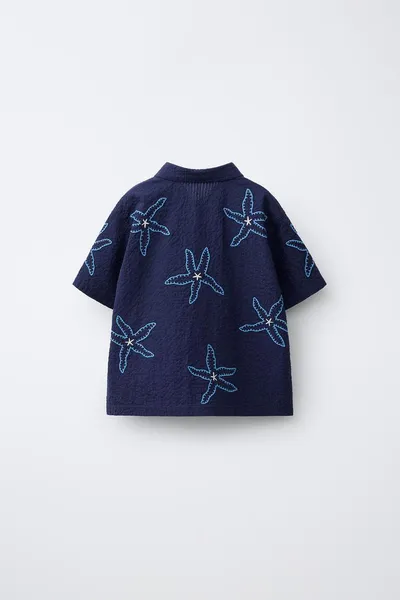 Рубашка EMBROIDERED STAR SEERSUCKER, Тёмно-синий — фото 2