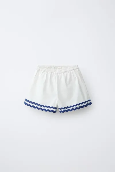 CASA LAWA X KIDS CONTRAST SCALLOPED POPLIN BERMUDA Шорты, Белый — фото 2