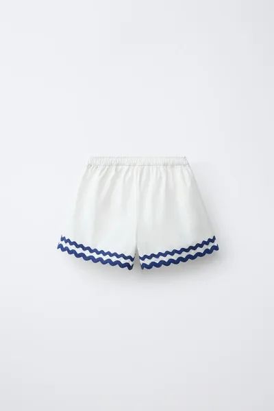 CASA LAWA X KIDS CONTRAST SCALLOPED POPLIN BERMUDA Шорты, Белый — фото 3