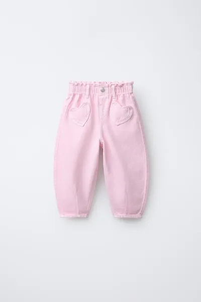 Брюки TWILL BAGGY с карманами в виде сердечек, Розовый — фото 2