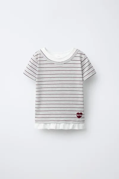 Футболка DOUBLE NECK STRIPED, marl — фото 2