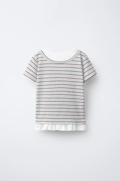 Футболка DOUBLE NECK STRIPED, marl — фото 3