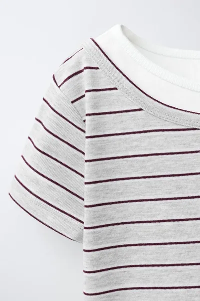 Футболка DOUBLE NECK STRIPED, marl — фото 4