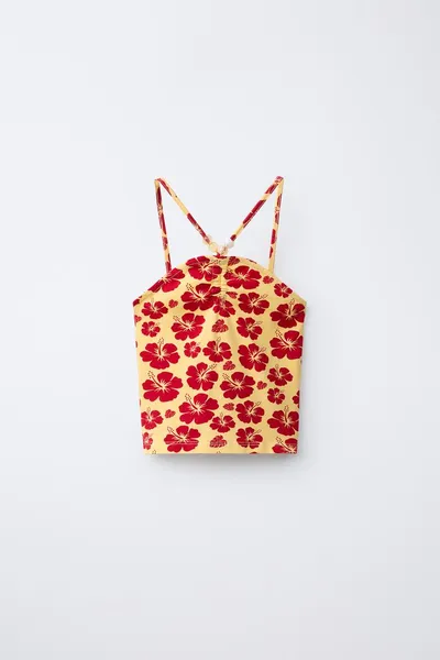Цветовой топ FLORAL, Экрю — фото 2